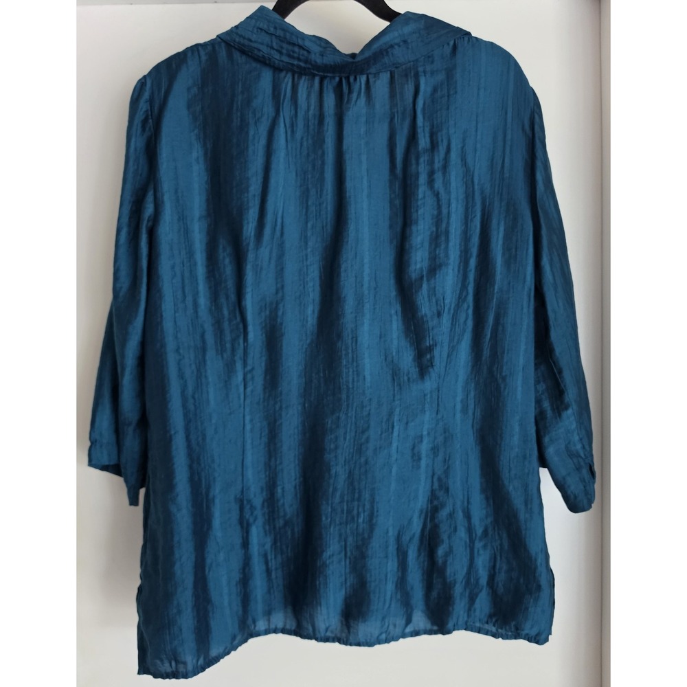 J.Jill Blouse Women's Medium Blue 3/4 Sleeve Top Shirt Tunic - Picture 2 of 5